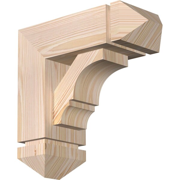 Ekena Millwork Balboa Arts and Crafts Smooth Bracket w/ Offset Brace, Douglas Fir, 5 1/2"W x 14"D x 14"H BKT0604X14X14BOA03SDF - main